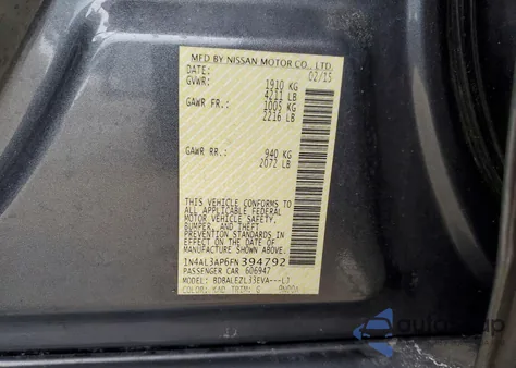 2015 Nissan Altima 2.5 z USA, uszkodzony, nr VIN 1N4AL3AP6FN394792